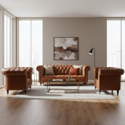 Chesterfield Sitzmöbel Braune Sofas Einsitzer Wohnzimmer Einrichtung