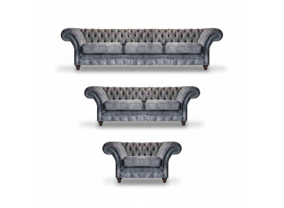 Chesterfield Graue Textilgarnitur Wohnzimmer Sofas Designer Couchen