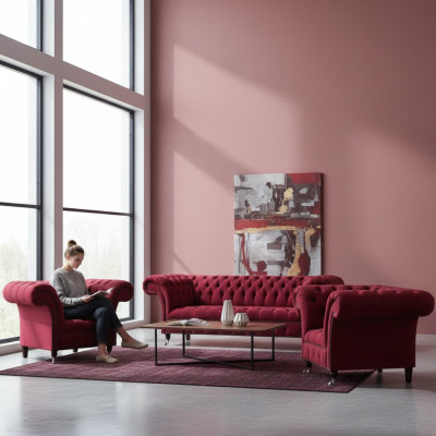 Stilvolle Rosa Chesterfield Couchen Edle Sofagarnitur Wohnzimmer Möbel