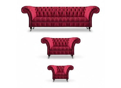 Wohnzimmer Rosa Chesterfield Polster Sitzgarnitur Luxuriöser 3tlg Set