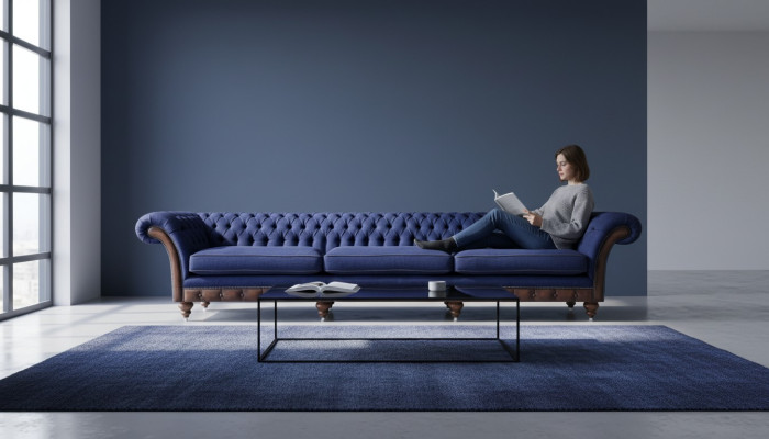 Chesterfield Luxuriöses Dreisitzer Sofa Moderne Couch Stoffsofas Möbel