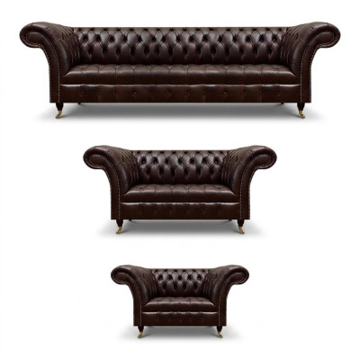Braune Chesterfield Ledercouchen Designer Dreisitzer Viersitzer Sessel
