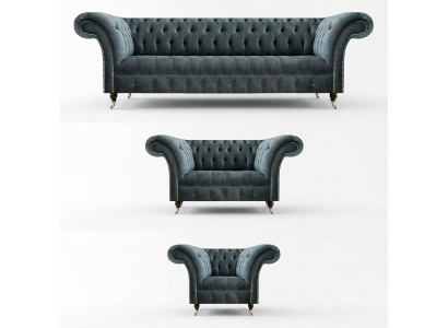Chesterfield Graue Couchgarnitur Designer Polstersofas Edler Einsitzer