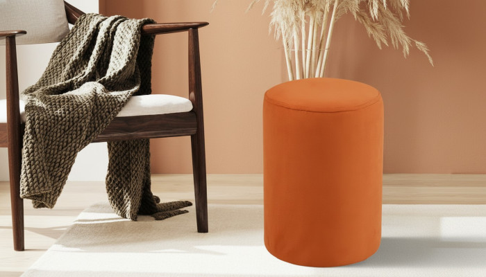  Orangefarbener Sitzhocker neuer hochwertiger Hocker Textil Spanplatte