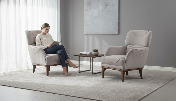 Hellgrau taufrischen modernen Stil Sessel für Wohnzimmer neu 2 tlg