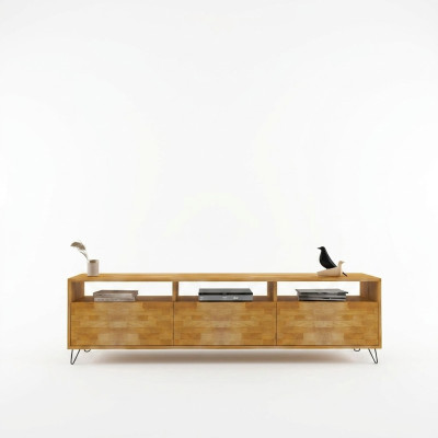 Braunes Wohnzimmer  Sideboard  Robuster TV Ständer Moderne Holz Möbel