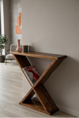 Brauner Konsolentisch Moderner Beistellmöbel Luxuriöser Robuster Tisch