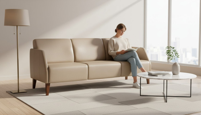Beiger Wohnzimmer Zweisitzer Polstermöbel Moderne Textilcouch 2-Sitzer