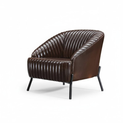 Brauner Sessel Designer Wohnzimmer Relaxsessel Leder Einsitzer Möbel