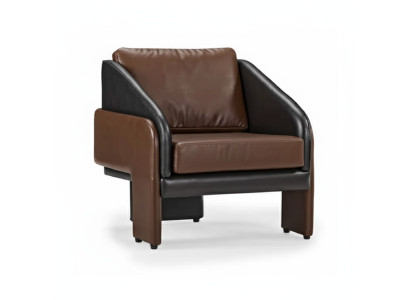 Braun-Grauer Clubsessel Luxuriöser Loungesessel Relax Einsitzer Sessel
