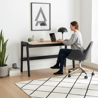 Schwarz-Beiger Computertisch Robuster Schreibtisch Designr Büromöbel