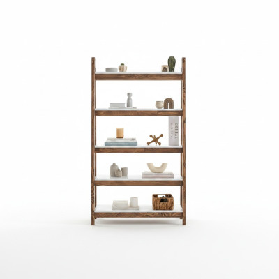 Braun-Weißer Bücherregal Wohnzimmer Designer Holz Regale Edle Möbel