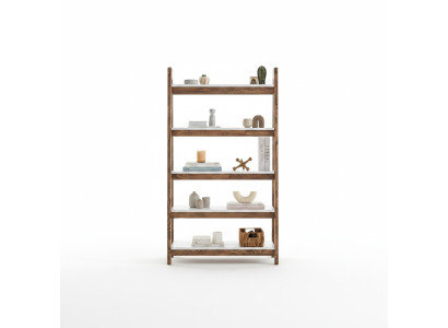 Braun-Weißer Bücherregal Wohnzimmer Designer Holz Regale Edle Möbel