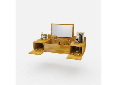 Modern Braun Schminktisch mit Spiegel Luxus Konsole Kommode Schlafzimmer
