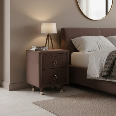 Modern Nachttisch Burgrund Einfarbig Rechteckig Form Design Stil Schlafzimmer