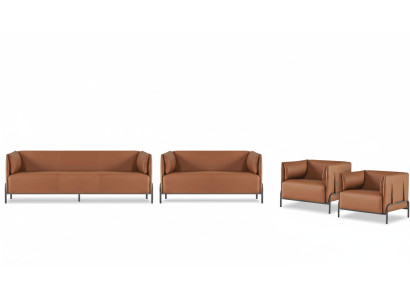 Arbeitszimmer-Set 4tlg 3-Sitzer 2-Sitzer mit 2x Sessel Modern Design Stil
