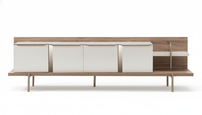 Stylish Weiß Hellbraun TV Schrank Wohnzimmer Luxus Möbel Holzschrank RTV