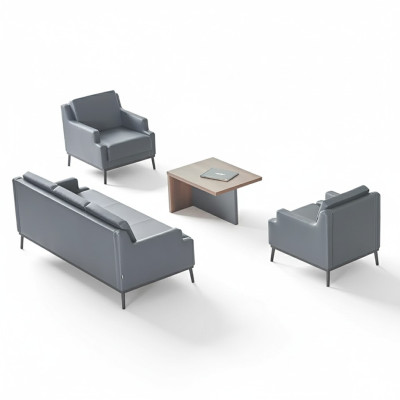 Arbeitszimmer-Set 4tlg 3-Sitzer 2x Sessel Couchtisch Dunkelgrau Braun