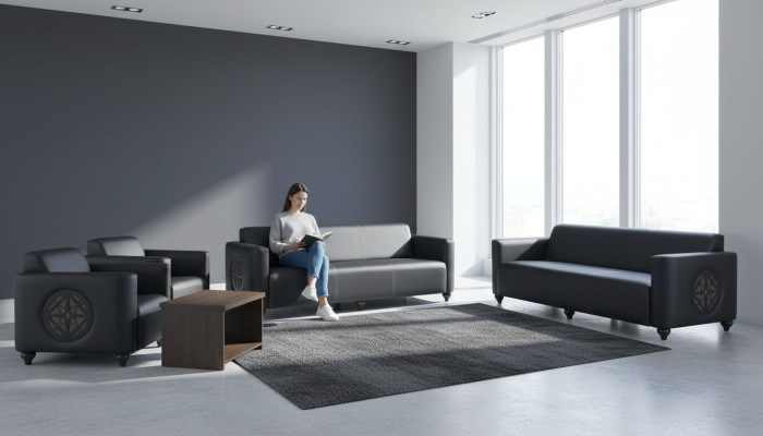 Stilvolle Arbeitszimmer Möbel Designer 2x 3-Sitzer 2x Sessel Couchtisch