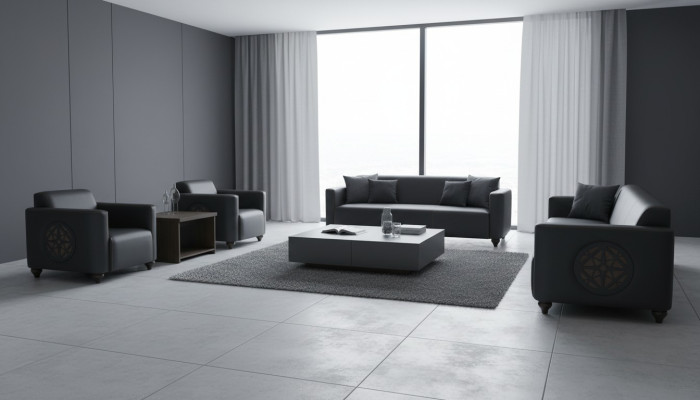 Stilvolle Arbeitszimmer Möbel Designer 2x 3-Sitzer 2x Sessel Couchtisch