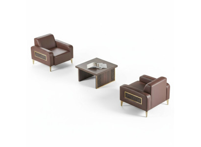 Arbeitszimmer-Set 3tlg 2x Sessel Couchtisch Braun Einfarbig Wohnzimmer