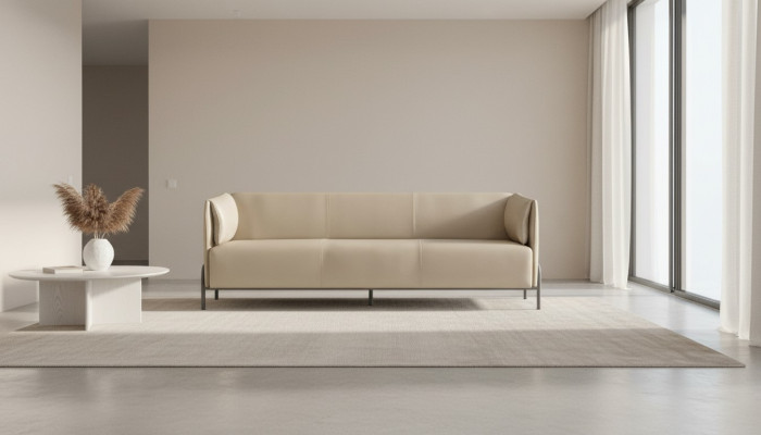 Arbeitszimmer-Set 3-Sitzer Sofa Beige Modern Design Wohnzimmer Kissen