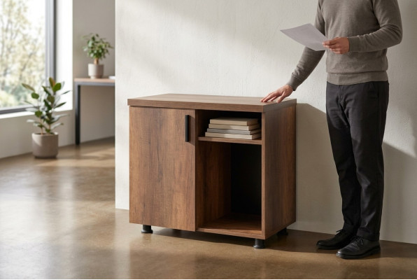Kommode Arbeitszimmer Braun Einfarbig Rechteckig Form Modern Design