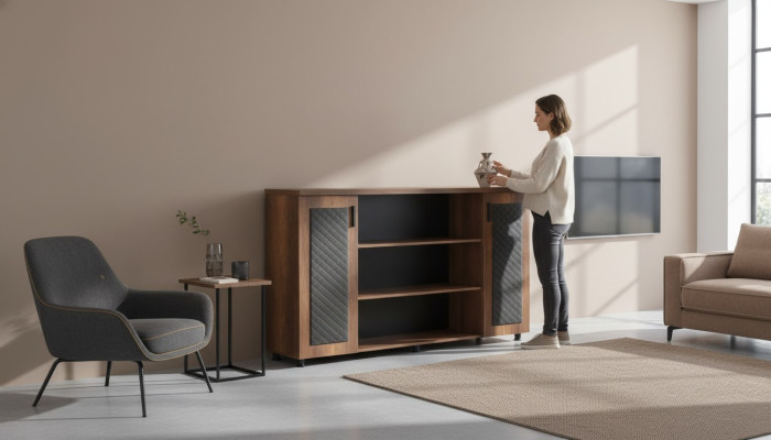 Aktenschrank Sideboard Braun Schwarz Zweifarbig Modern Arbeitszimmer