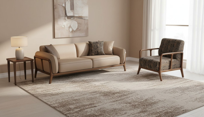 Beige Stillvolle Dreisitzer Couch Wohnzimmer Sitzmöbel Polster Sessel