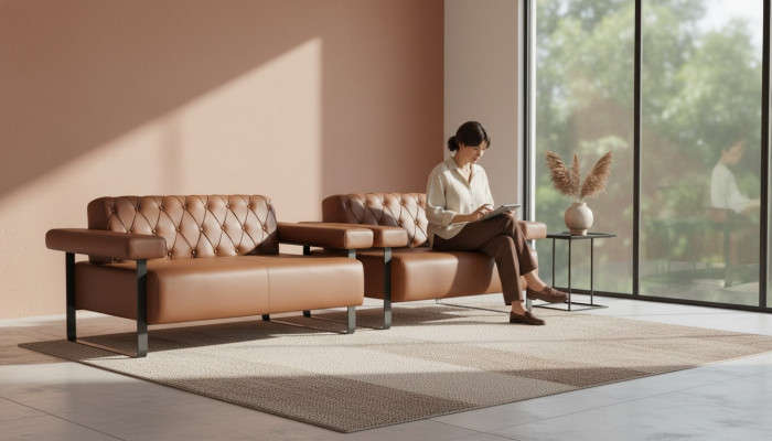 Braun Chesterfield Ledersofas Edelstahl Original Modern 2-Sitzer Knopf