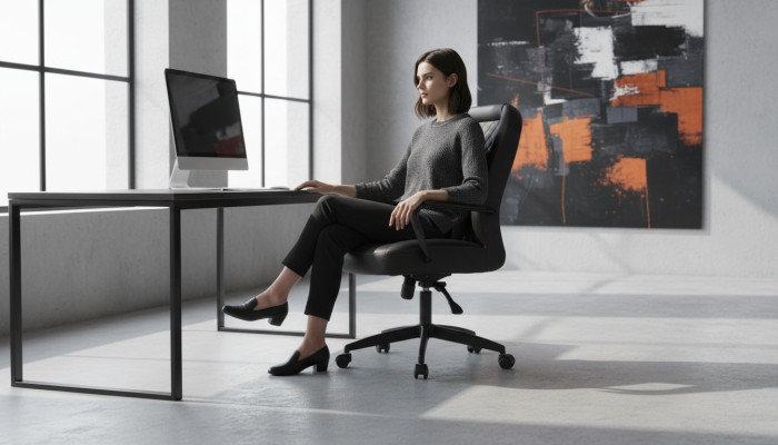 Bürostuhl Schwarz Drehsessel Modern Arbeitszimmer Mit Rollen Ledersessel