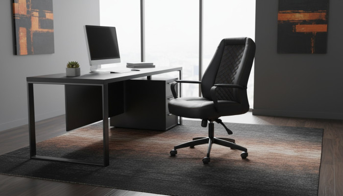 Bürostuhl Schwarz Drehsessel Modern Arbeitszimmer Mit Rollen Ledersessel