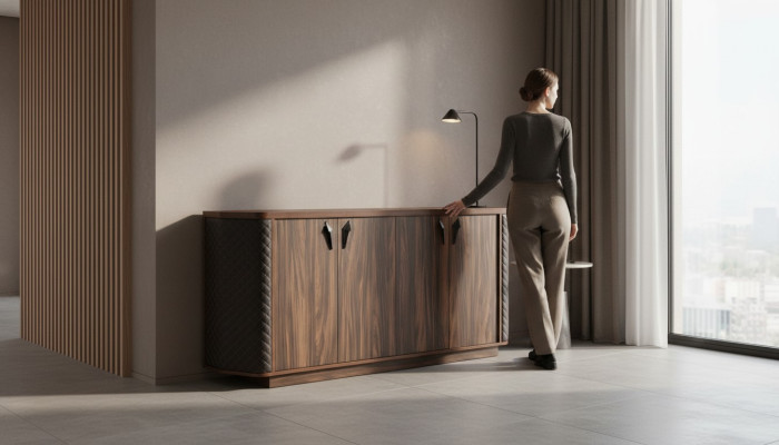 Sideboard Aktenschrank Braun Viertürig Modern Rechteckig Arbeitszimmer