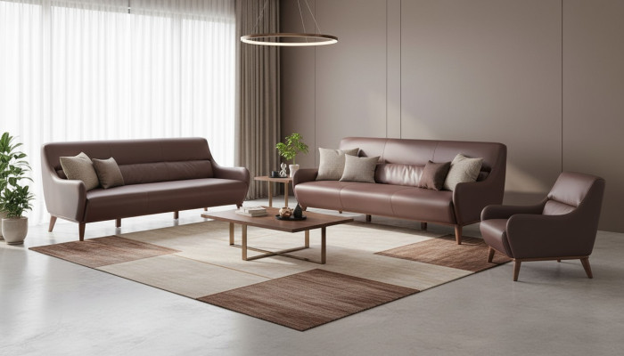 Sitzmöbel 3-Sitzer Sessel Braun Ledersofas Couch Lehnsessel Klassisch