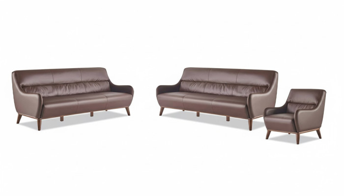 Sitzmöbel 3-Sitzer Sessel Braun Ledersofas Couch Lehnsessel Klassisch