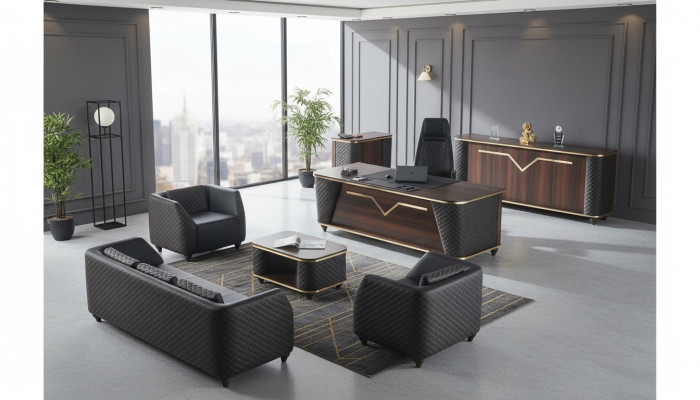 Arbeitszimmer Set Komplett Schreibtisch Sideboard Sofas Einrichtung Büro