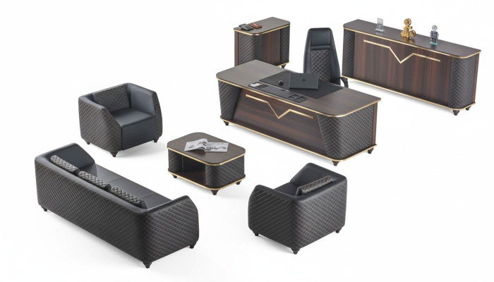 Arbeitszimmer Set Komplett Schreibtisch Sideboard Sofas Einrichtung Büro