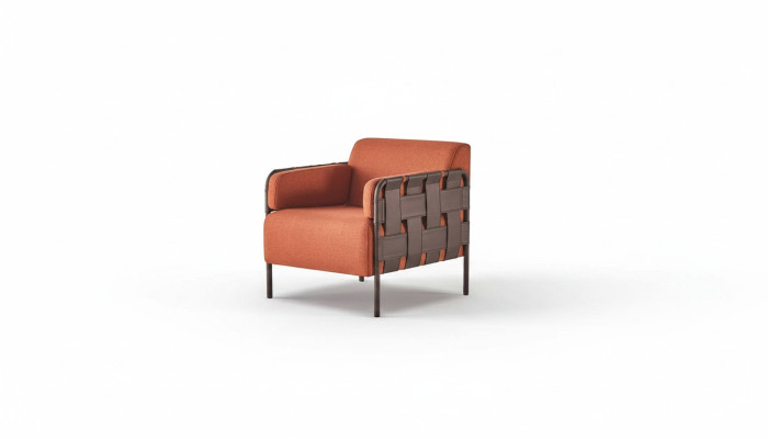 Lehnsessel Sessel Orange Textil Modern Leder Textil 1-Sitzer Weich