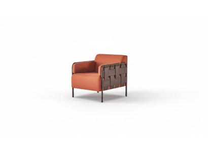 Lehnsessel Sessel Orange Textil Modern Leder Textil 1-Sitzer Weich