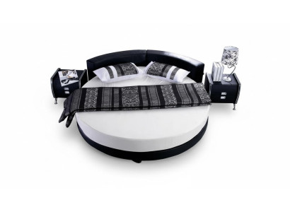 Pat modern negru cu detalii elegante și bancă