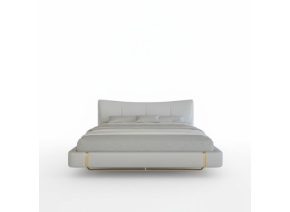 Pat luxos gri cu detalii aurii, design modern și tăblie confortabilă