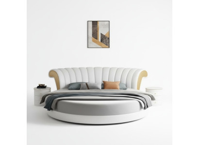 Design modern de pat bej pentru dormitor
