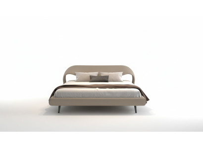 Pat elegant gri cu design minimalist și rotunjit