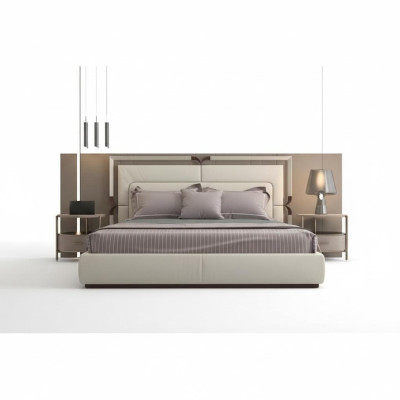 Pat modern de lux în bej cu accente maronii și o tăblie elegantă