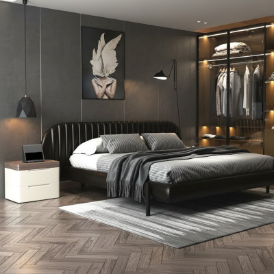Design modern de pat negru cu somn confortabil