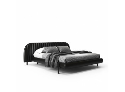 Design modern de pat negru cu somn confortabil