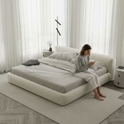 Cadru de pat elegant gri cu design modern