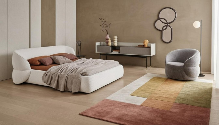 Banc modern cu funcție de pat din țesătură elegantă gri