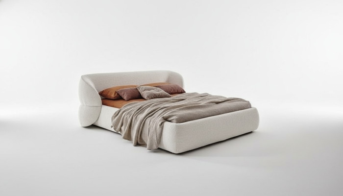 Banc modern cu funcție de pat din țesătură elegantă gri