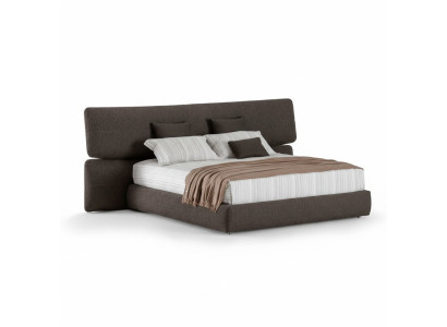 Pat modern din material textil negru cu spătar înalt